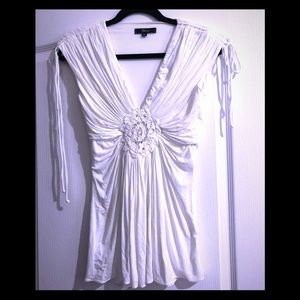 Sky White Ruched Top